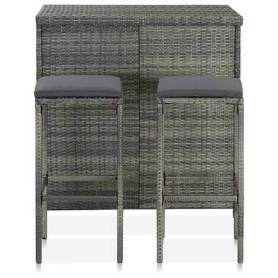 Bar Set 3 Piece High Top Counter Height Table Set Poly Rattan Gray vidaXL