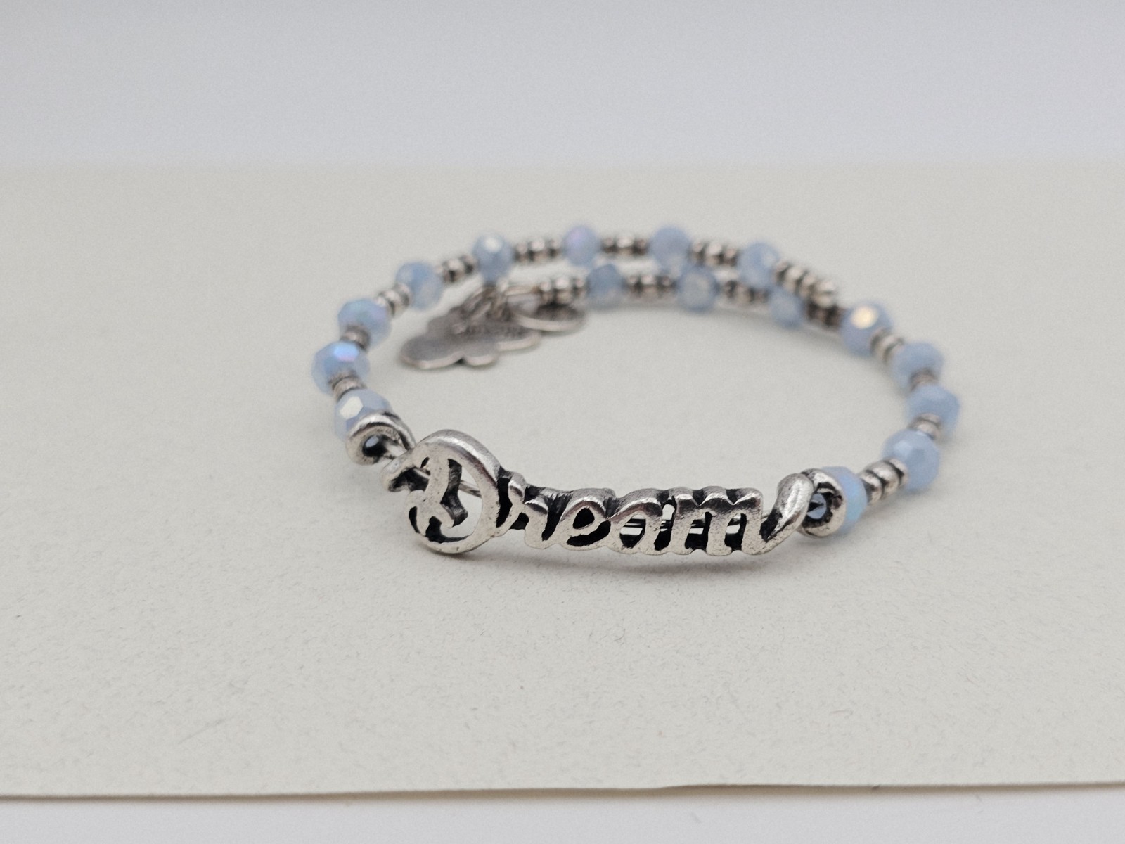 Alex & Ani DREAM Disney Parks Lt. Blue Beaded Silver Tone Wrap Bracelet