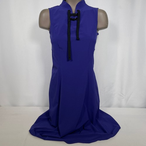 Bogner Sleeveless Purple Drawstring Mock Neck Golf Dress Women's Sz 4 - Picture 1 of 14