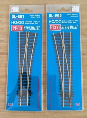Brand New Peco SL-E91 & SL-E92 Small Left Hand & Right Hand HO/OO Gauge Track 