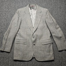 Vintage Cricketeer Men  s 42 Wool Blazer Gray Houndstooth Glen Check Jacket USA