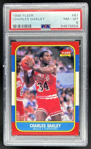 1986-87 Fleer Charles Oakley Rookie RC #81 Bulls PSA 8
