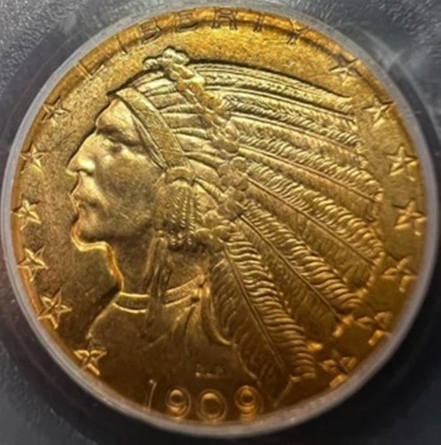 1909-D Indian Head Half Eagle $5 PCGS Graded MS-63 - Free shipping