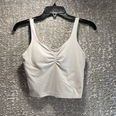 Lululemon Gathered Front Align Crop Tank Women s Size 2 Off White, Pads