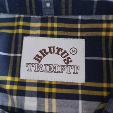 Brutus Trimfit Check Shirt M Navy Yellow Mod Skinhead Box Pleat Button Down