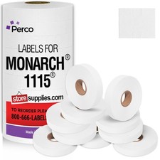 Perco White Pricing Labels for Monarch 1115 Price Gun - 10 1 Sleeve, 