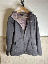 The North Face Women  s Gray Hooded Jacket RN 61661 CA 30516 Purple Warm Lining