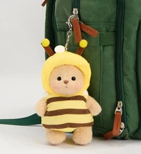 Handmade Fully Jointed 5.9" Yellow Bumble Bee Bear Plush Keychain 