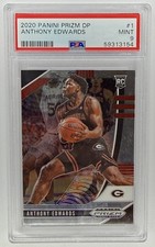 2020-21 Panini Prizm Draft Picks Collegiate Anthony Edwards #1 RC Bulldogs PSA 9