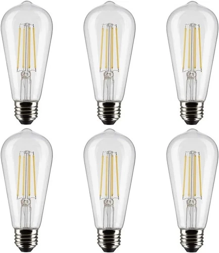 Satco S21364 - 8 Watt ST19 LED Clear LIght bulb - 90 CRI - 3000K (6 Pack) - Picture 1 of 2