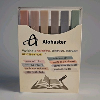 Alohaster 6 Highlighters Set Soft Assorted Colors Chisel Tip New Sealed
