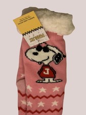 Peanuts Snoopy Sherpa Lined Non-Slip Slipper Socks - One Size Fits Most NEW