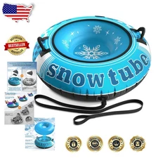 Heavy Duty Snow Tube 48" Blue Snowflake -  Canvas, Fast Slide, Adult Kid
