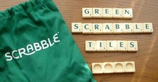 4 TILES FOR 99p - SCRABBLE TILES REPLACEMENTS STANDARD ROUND BACK GREEN LETTERS