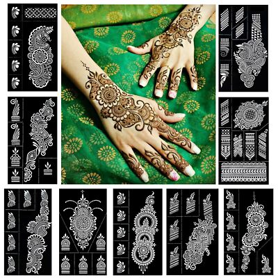 Indische Henna Tattoo Schablonen Kit für Hände Unterarm Glitter Airbrush DIY ...