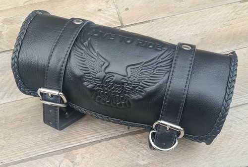 Sacoche de fourche en Cuir Souple - Daytona Spyder shadow breakout harley nights - Picture 3 of 6