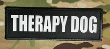 Therapy Dog 2x6 Black Hook Back K9 Patch Service Emotional Support