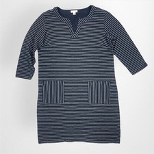 J. Jill Navy & White Striped 3/4 Sleeve Dress Sz Small