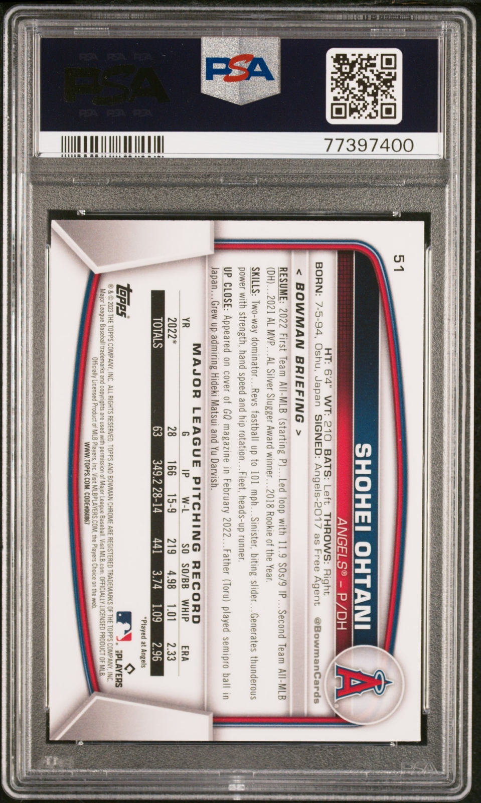 PSA 10 SHOHEI OHTANI 2023 Bowman Chrome MEGA BOX LOS ANGELES ANGELS GEM MINT view 3