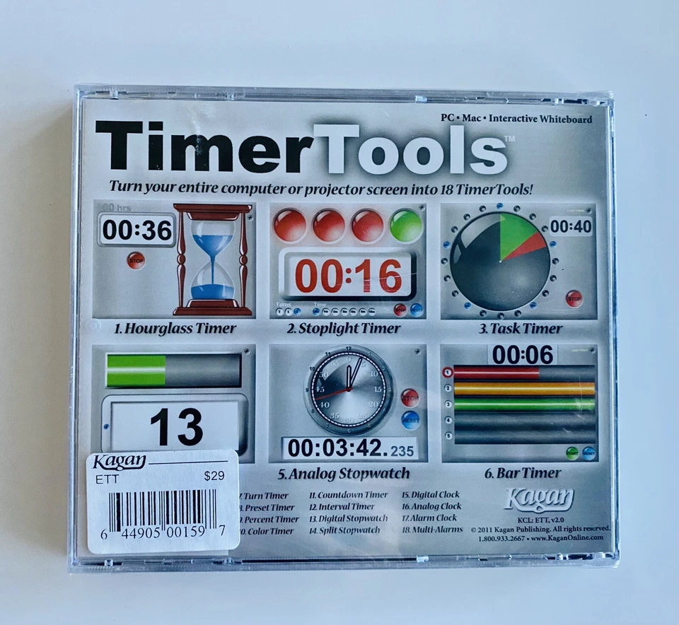 KAGAN V2.1 TIMER TOOLS 18 FULL SCREEN TIMERS PC MAC INTERACTIVE EHITEBOARD - Image 2 of 2