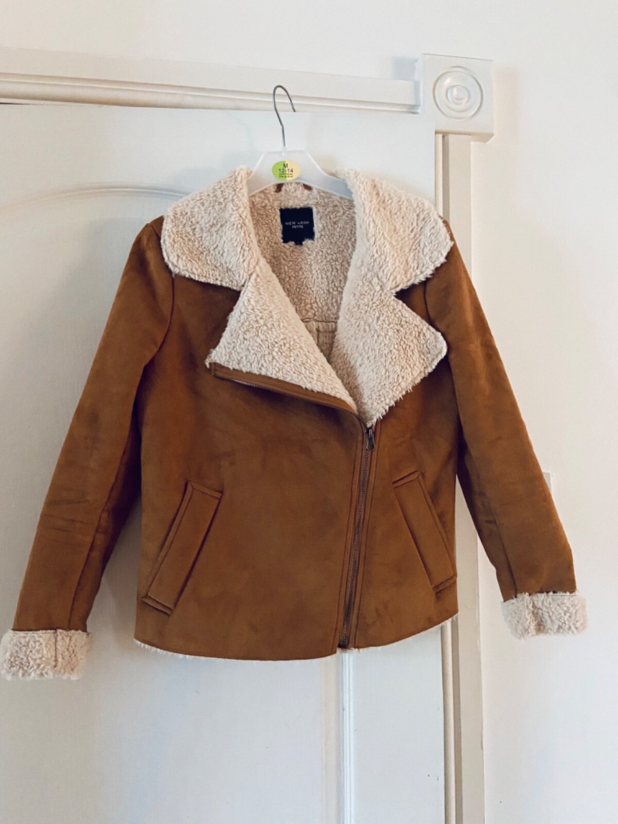 Brand New Sherpa Brown Fur Lined Jacket Coat Size petite UK