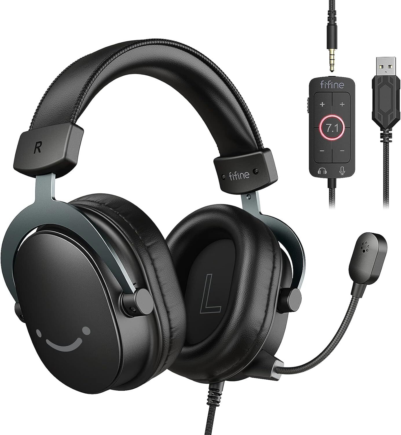 Gaming Headset, USB Headset with 7.1 Surround Sound, Detachable Microphone-image