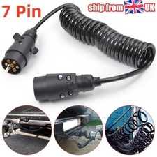 7 Pin Male to Male Trailer Cable Adapter Plug Coiled Extension Cable Lead 3M UK