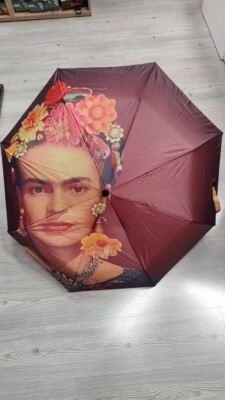 Frida Kahlo Regenschirm mit Schnappöffnung winddicht neu mit Etikett