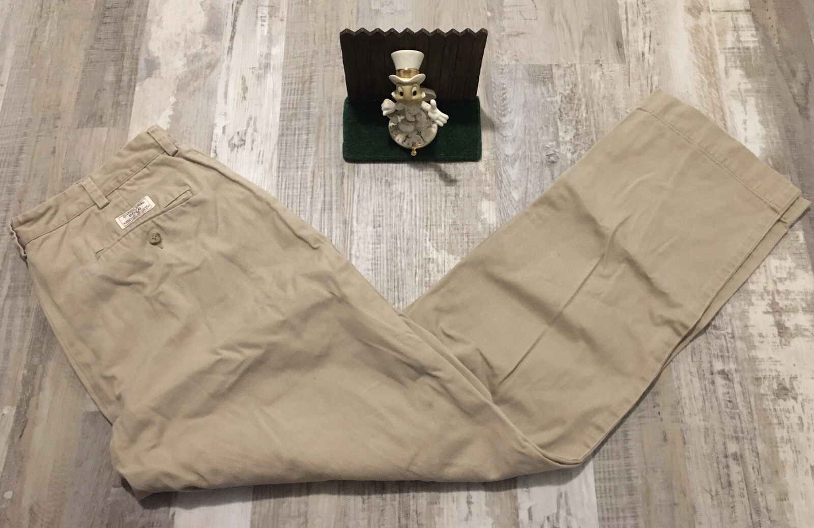 Polo Ralph Lauren Chino Pants Men 36X34 Beige Flat Front Mid Classic Fit
