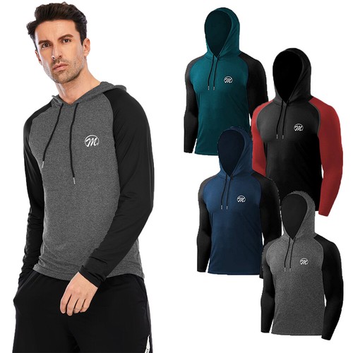 Maglia funzionale uomo manica lunga con cappuccio running hoodie fitness longsleeve - Foto 16 di 21