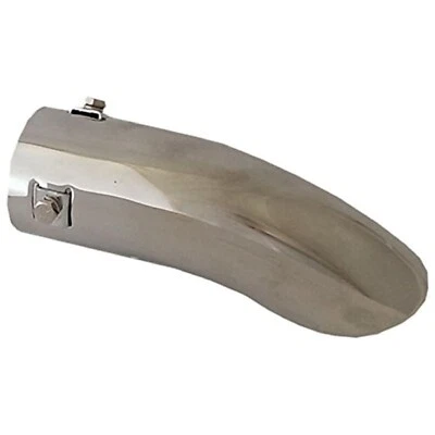 Chrome Exhaust Tip Stainless Steel 45mm Tail Pipe Trim Curved Easy Install - Image 1 of 4