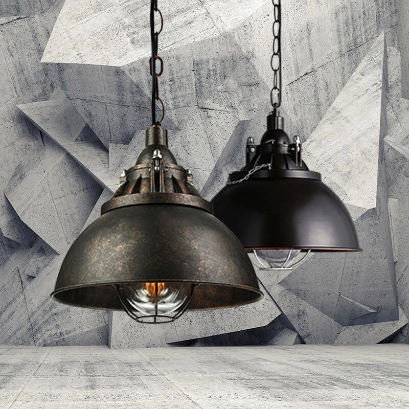 Rustic Farmhouse Style Pendant Light Vintage Barn Cage Ceiling Fixture Light