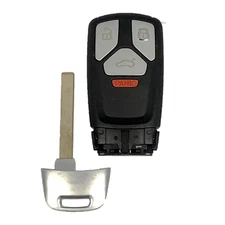 OEM AUDI Keyless Remote Fob 4 Button + UNCUT Key Insert IYZ-AK01 (silver trunk)