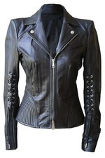Dsquared2 Lace Up Leather Biker Jacket It 38 Uk 6