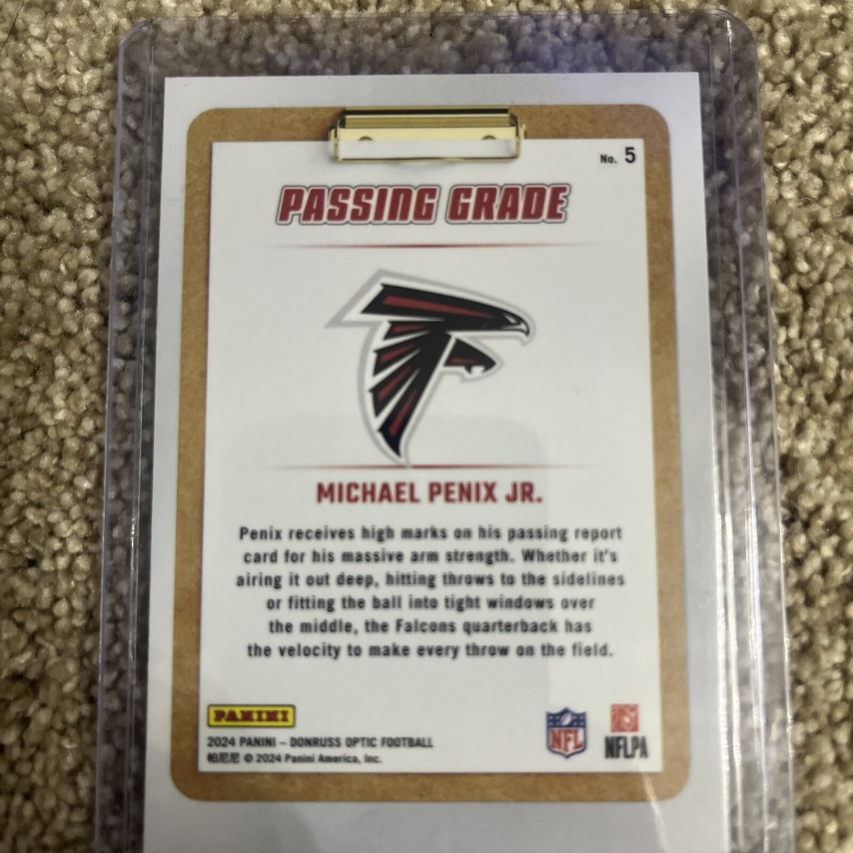 Optic Donruss NFL 2024 Passing Grade Rookie Michael Penix Atlanta