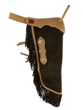 Chocolate Suede Chinks With Argentina Basket Stamp Tooling