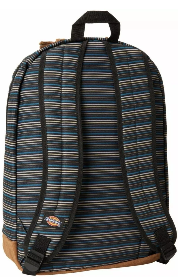 Mochila para portátil Dickies Venice con parte inferior de gamuza/cuero, a rayas, 18" x 12" x 6 1/2" Foto 2 de 2