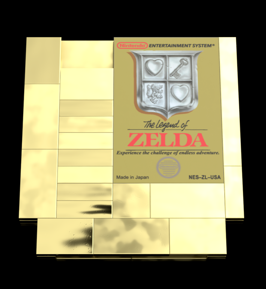 Custom CHROME GOLD Tiles Legend of Zelda Cartridge LEGO NES 71374