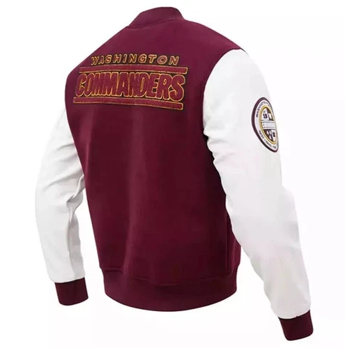 Washington Commanders Burgundy Letterman Wool and White Baseball Jacket