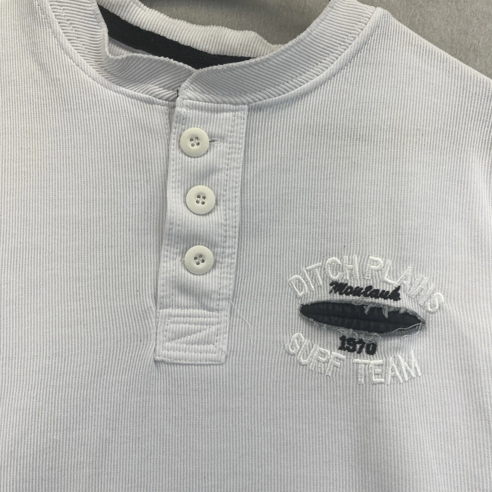 Ditch Plains White Henley Surf Team Board Long Sleeve Small Shirt - Image 3 of 4