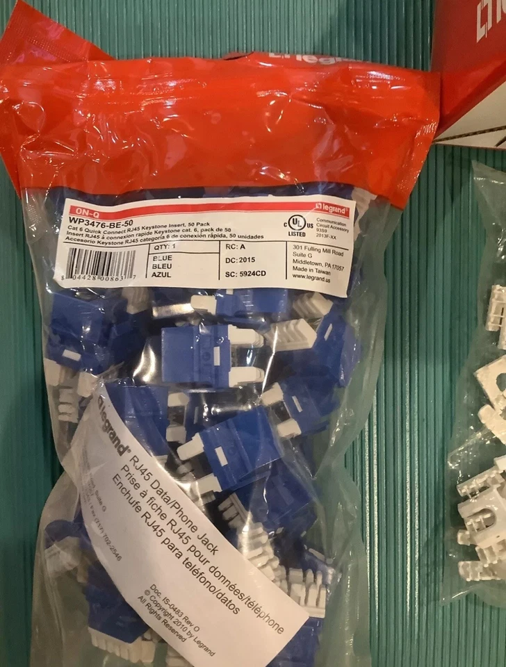 50 УПАКОВОК!! Legrand ® ~ ON-Q Cat 5 RJ45 Keystone Conn синий • 50Pack • WP 3450-BE-50 - Изображение 2 из 2