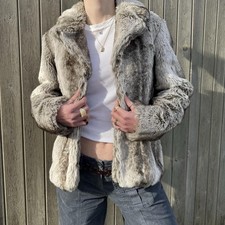 Beige, Cream And Grey Faux Fur Coat