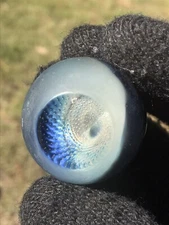 Glass Boro Marble Silver Fume Wormhole Black Hole Hand Made Art Sculpture 34mm