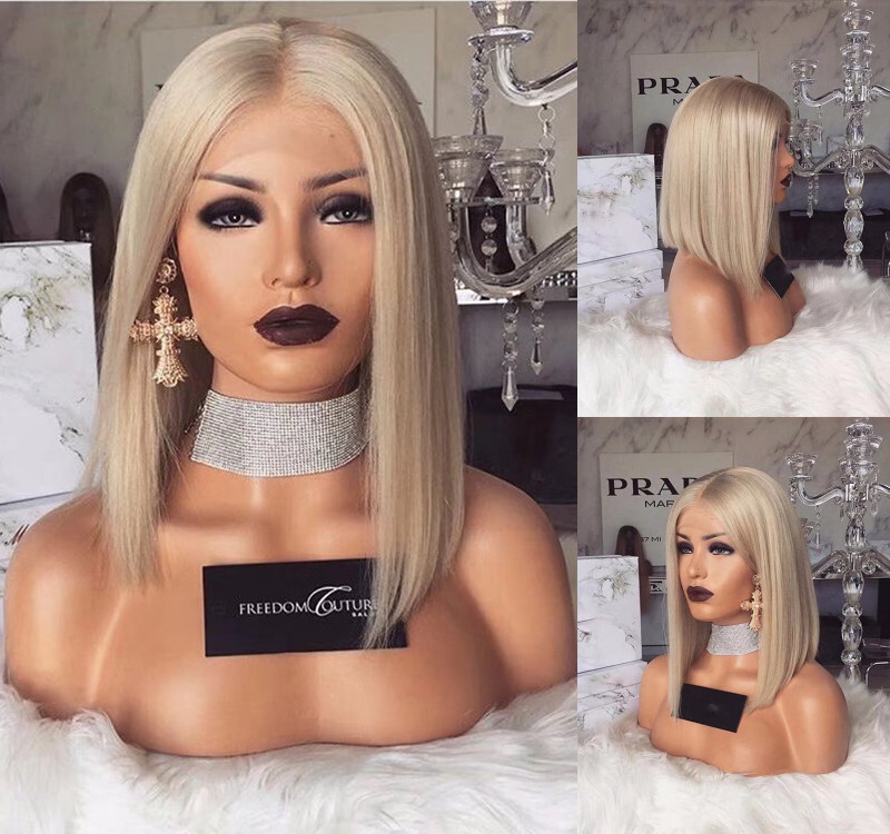 Wig Fulllace Blonde bob human hair Blende ON SALE Blonde Light Brown Tangerine Mix Human Hair Blend Wig Lace  main image 2