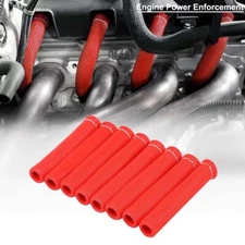 Red 2500° Spark Plug Wire Boots Protectors Sleeve Heat Shield Cover For SBC BBC