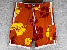 Urban Pipeline Swim Trunks Mens Medium Red Orange Yellow Board Shorts Floral