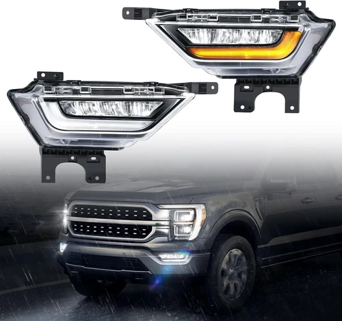 For 2021 2022 2023 Ford F-150 LED Fog Lights DRL w/Amber Turn Signal Lamp 21-23 image 14