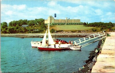 Samoset Hotel Rockland Maine Sailboat Pier Dock Scenic Chrome Postcard