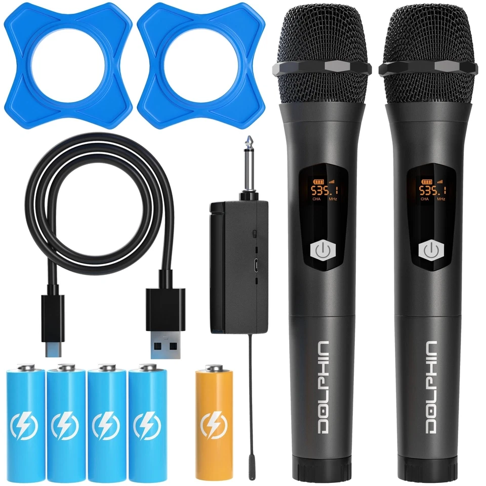 Juego de 2 Sistema de Micrófono Inalámbrico Dolphin MCX20 Inalámbrico Doble Portátil Dinámico Foto 3 de 4