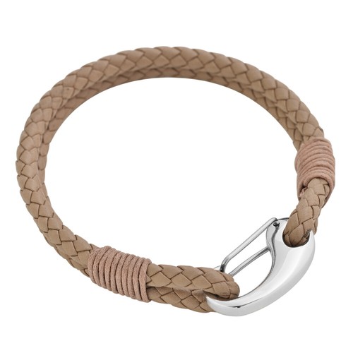 Edforce Stainless Steel Braided Genuine Leather 2-Strand Cuff Bracelet - Picture 31 of 40